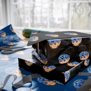 Blue Ice Cream Cone Baseball Glove Drip Wrapping Paper Roll TS02 Black Print Your Wear