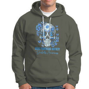 Blue Sugar Skull Dead Pancreas Society Diabetes Awareness Hoodie TS02 Military Green Printyourwear