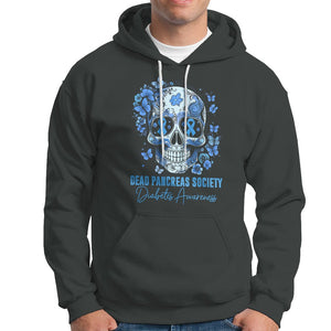 Blue Sugar Skull Dead Pancreas Society Diabetes Awareness Hoodie TS02 Dark Heather Printyourwear