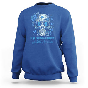 Blue Sugar Skull Dead Pancreas Society Diabetes Awareness Sweatshirt TS02 Royal Blue Printyourwear