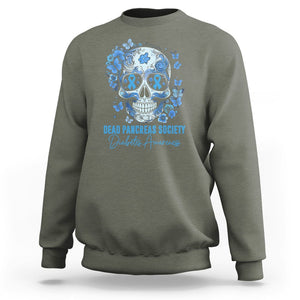 Blue Sugar Skull Dead Pancreas Society Diabetes Awareness Sweatshirt TS02 Military Green Printyourwear