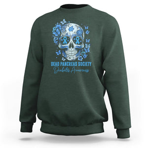 Blue Sugar Skull Dead Pancreas Society Diabetes Awareness Sweatshirt TS02 Dark Forest Green Printyourwear