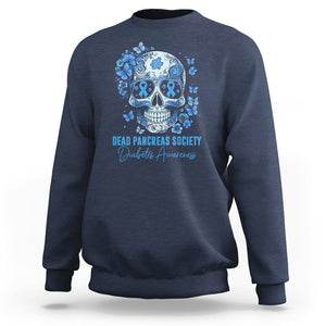 Blue Sugar Skull Dead Pancreas Society Diabetes Awareness Sweatshirt TS02 Navy Printyourwear