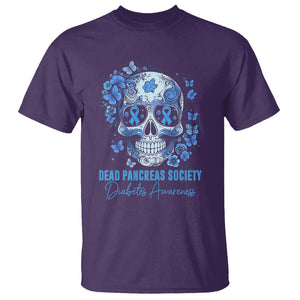 Blue Sugar Skull Dead Pancreas Society Diabetes Awareness T Shirt TS02 Purple Printyourwear