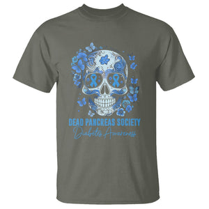 Blue Sugar Skull Dead Pancreas Society Diabetes Awareness T Shirt TS02 Military Green Printyourwear