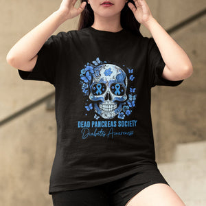 Blue Sugar Skull Dead Pancreas Society Diabetes Awareness T Shirt TS02 Printyourwear