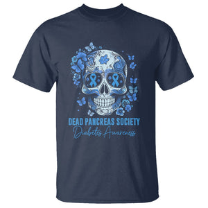 Blue Sugar Skull Dead Pancreas Society Diabetes Awareness T Shirt TS02 Navy Printyourwear