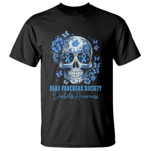 Blue Sugar Skull Dead Pancreas Society Diabetes Awareness T Shirt TS02 Black Printyourwear