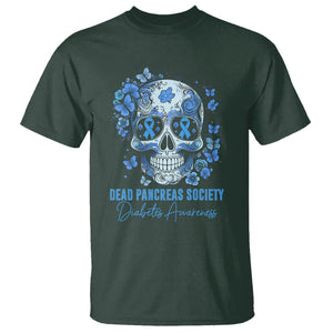 Blue Sugar Skull Dead Pancreas Society Diabetes Awareness T Shirt TS02 Dark Forest Green Printyourwear