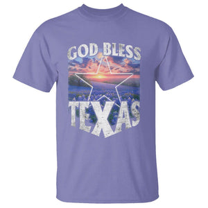 Bluebonnet Field God Bless Texas T Shirt TS09 Violet Print Your Wear