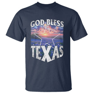 Bluebonnet Field God Bless Texas T Shirt TS09 Navy Print Your Wear