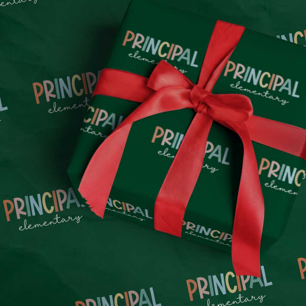 Boho Retro Vintage Elementary Principal Back to School Wrapping Paper Roll TS14 Green Print Your Wear
