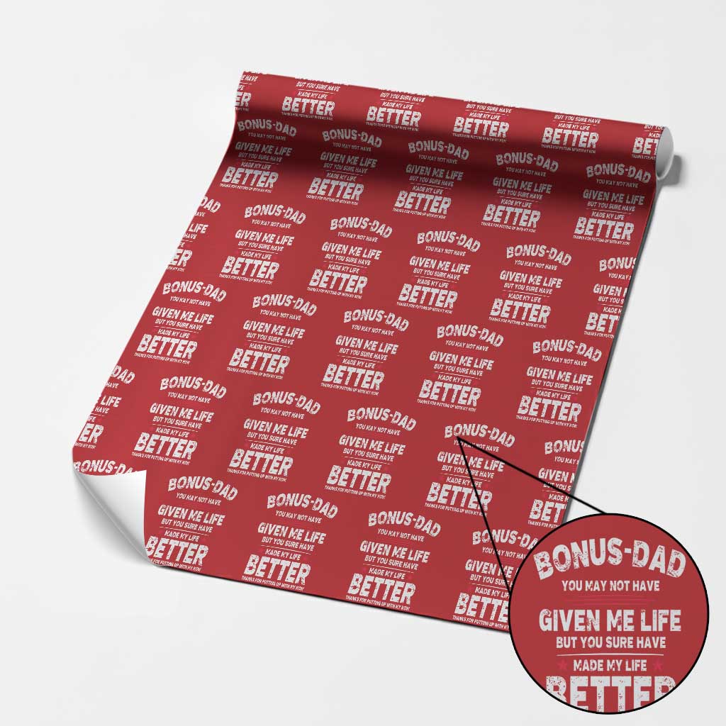 Bonus dad Wrapping Paper Roll Step Dad Fathers Day TS10 Red Print Your Wear