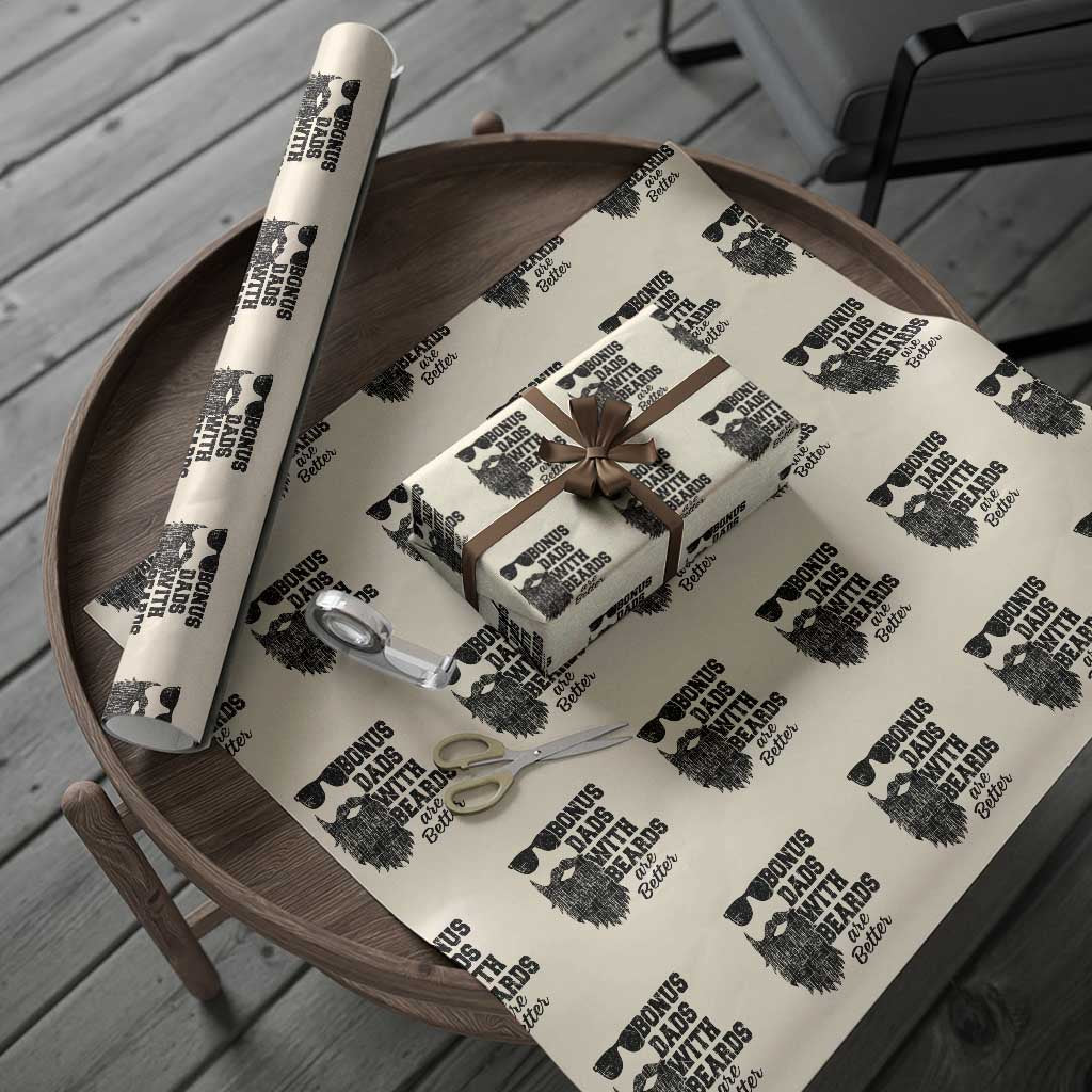 Bonus Dads With Beards Are Better Wrapping Paper Roll Retro Step Dad Fathers Day TS10 Beige Print Your Wear