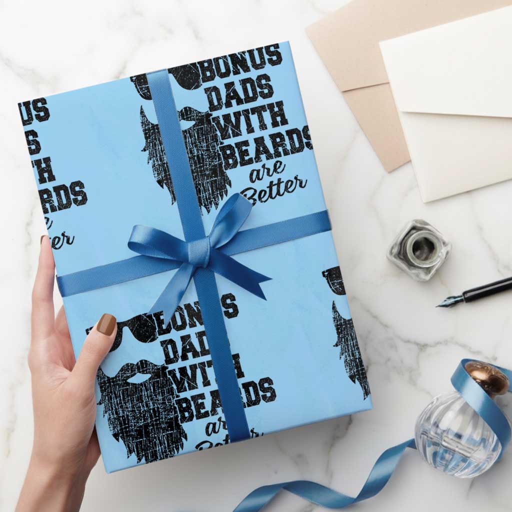 Bonus Dads With Beards Are Better Wrapping Paper Roll Retro Step Dad Fathers Day TS10 Light Blue Print Your Wear