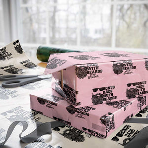 Bonus Dads With Beards Are Better Wrapping Paper Roll Retro Step Dad Fathers Day TS10 Light Pink Print Your Wear