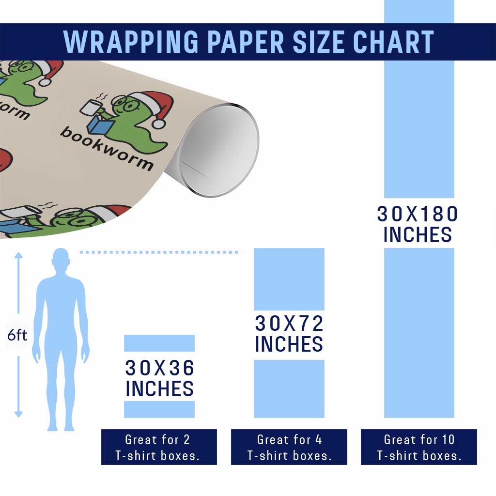 Bookworm Christmas Wrapping Paper Roll Reading Book Lover TS14 Print Your Wear