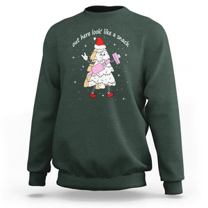 Boujee Christmas Tree Cake Sweatshirt Out Here Lookin' Like A Snack TS02 Dark Forest Green Printyourwear