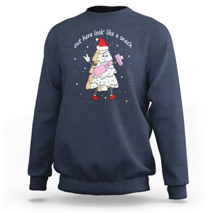 Boujee Christmas Tree Cake Sweatshirt Out Here Lookin' Like A Snack TS02 Navy Printyourwear