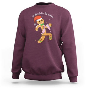 Boujee Gingerbread Man Sweatshirt Out Here Lookin' Like A Snack TS02 Maroon Printyourwear