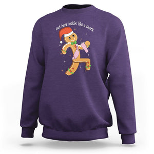 Boujee Gingerbread Man Sweatshirt Out Here Lookin' Like A Snack TS02 Purple Printyourwear