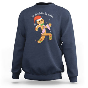 Boujee Gingerbread Man Sweatshirt Out Here Lookin' Like A Snack TS02 Navy Printyourwear