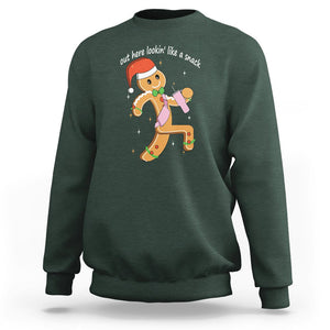 Boujee Gingerbread Man Sweatshirt Out Here Lookin' Like A Snack TS02 Dark Forest Green Printyourwear