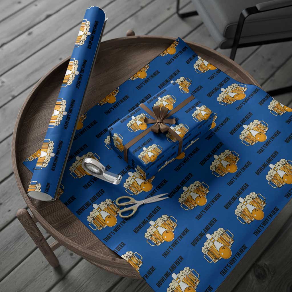 Bowling And Beer That's Why I'm Here Wrapping Paper Roll Drinking Bowling Gift TS12 Blue Print Your Wear