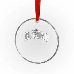 Boy Dad Lightning Bolt Checkered Varsity Son Daddy Crystal Glass Ornament TS11 Print Your Wear