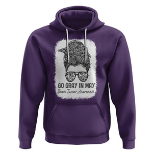 Brain Cancer Hoodie Brain Cancer Awareness Shirt Go Gray In May Messy Bun Womens TS02 Purple Printyourwear