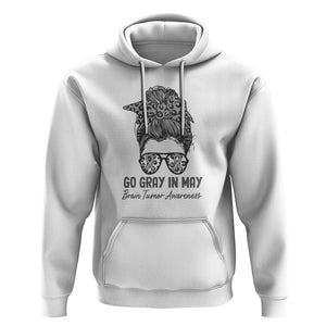 Brain Cancer Hoodie Brain Cancer Awareness Shirt Go Gray In May Messy Bun Womens TS02 White Printyourwear