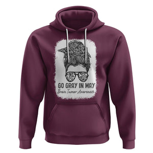 Brain Cancer Hoodie Brain Cancer Awareness Shirt Go Gray In May Messy Bun Womens TS02 Maroon Printyourwear