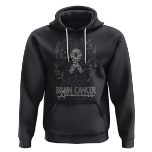 Brain Cancer Hoodie Brain Cancer Awareness Support Gray Ribbon Brain Men Womens TS02 Black Printyourwear