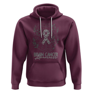 Brain Cancer Hoodie Brain Cancer Awareness Support Gray Ribbon Brain Men Womens TS02 Maroon Printyourwear