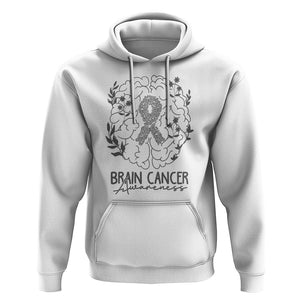 Brain Cancer Hoodie Brain Cancer Awareness Support Gray Ribbon Brain Men Womens TS02 White Printyourwear