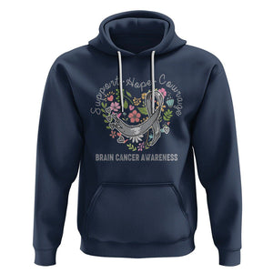 Brain Cancer Hoodie Brain Cancer Awareness Support Hope Courage Grey Ribbon TS02 Navy Printyourwear