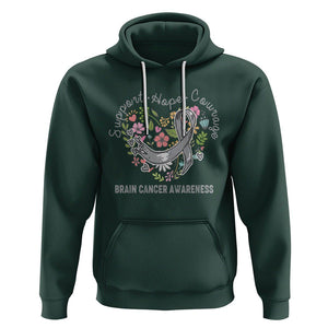 Brain Cancer Hoodie Brain Cancer Awareness Support Hope Courage Grey Ribbon TS02 Dark Forest Green Printyourwear