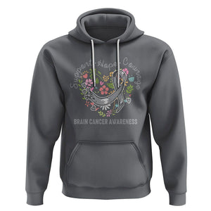 Brain Cancer Hoodie Brain Cancer Awareness Support Hope Courage Grey Ribbon TS02 Charcoal Printyourwear