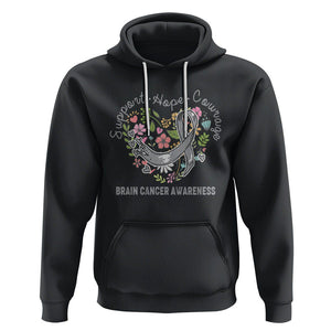 Brain Cancer Hoodie Brain Cancer Awareness Support Hope Courage Grey Ribbon TS02 Black Printyourwear