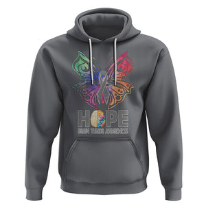 Brain Cancer Hoodie Hope Brain Tumor Awareness Support Brain Cancer Survivor TS02 Charcoal Printyourwear