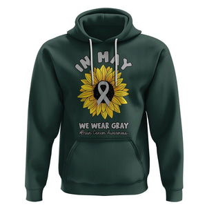 Brain Cancer Hoodie In May We Wear Gray Brain Cancer Awareness Month Sunflower TS02 Dark Forest Green Printyourwear