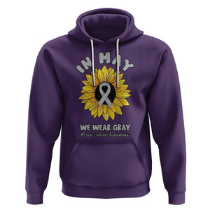 Brain Cancer Hoodie In May We Wear Gray Brain Cancer Awareness Month Sunflower TS02 Purple Printyourwear