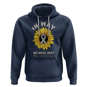 Brain Cancer Hoodie In May We Wear Gray Brain Cancer Awareness Month Sunflower TS02 Navy Printyourwear