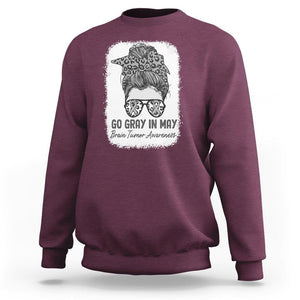 Brain Cancer Sweatshirt Brain Cancer Awareness Shirt Go Gray In May Messy Bun Womens TS02 Maroon Printyourwear