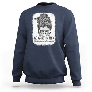 Brain Cancer Sweatshirt Brain Cancer Awareness Shirt Go Gray In May Messy Bun Womens TS02 Navy Printyourwear