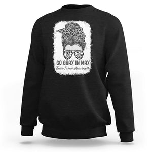 Brain Cancer Sweatshirt Brain Cancer Awareness Shirt Go Gray In May Messy Bun Womens TS02 Black Printyourwear