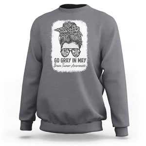 Brain Cancer Sweatshirt Brain Cancer Awareness Shirt Go Gray In May Messy Bun Womens TS02 Charcoal Printyourwear