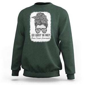 Brain Cancer Sweatshirt Brain Cancer Awareness Shirt Go Gray In May Messy Bun Womens TS02 Dark Forest Green Printyourwear