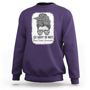 Brain Cancer Sweatshirt Brain Cancer Awareness Shirt Go Gray In May Messy Bun Womens TS02 Purple Printyourwear