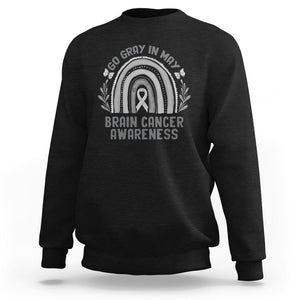 Brain Cancer Sweatshirt Brain Cancer Awareness Shirt Go Gray In May Ribbon Rainbow TS02 Black Printyourwear